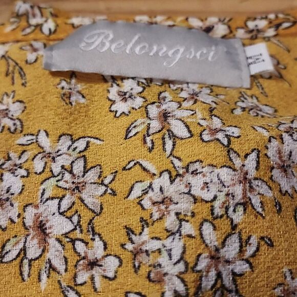 Golden yellow v neck boho blouse long sleeve - Picture 9 of 9